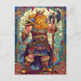 Viking krijger met bijl Noorse mythologie strip Briefkaart