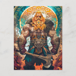 Viking krijger met bijl Noorse mythologie strip Briefkaart