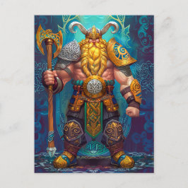 Viking krijger met bijl Noorse mythologie strip Briefkaart