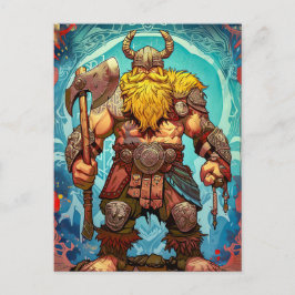Viking krijger met bijl Noorse mythologie strip Briefkaart