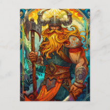 Viking krijger met bijl Noorse mythologie strip