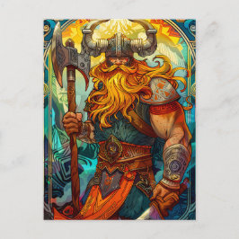 Viking krijger met bijl Noorse mythologie strip Briefkaart