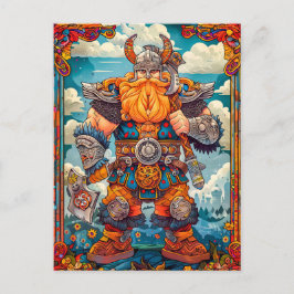 Viking krijger met bijl Noorse mythologie stripver Briefkaart