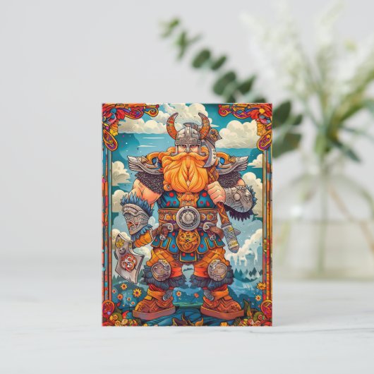 Viking krijger met bijl Noorse mythologie stripver Briefkaart (Staand voorkant)