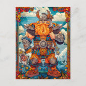 Viking krijger met bijl Noorse mythologie stripver Briefkaart (Voorkant)