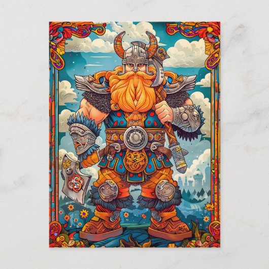 Viking krijger met bijl Noorse mythologie stripver Briefkaart (Voorkant)