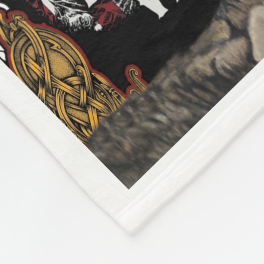 Viking krijger staat voor Amerikaanse vlag Fleece Deken (Hoek)