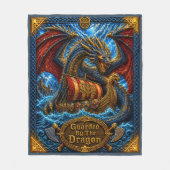 Viking-langboot bewaakt door de draak fleece deken (Voorkant)