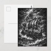 Viking-langboot in de storm — Ink Saga Art Briefkaart (Voorkant / Achterkant)