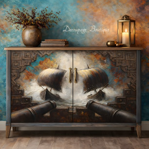 Viking Langschip Gevecht Decoupage Tissuepapier