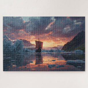 Viking Langschip Icy Fjord Legpuzzel