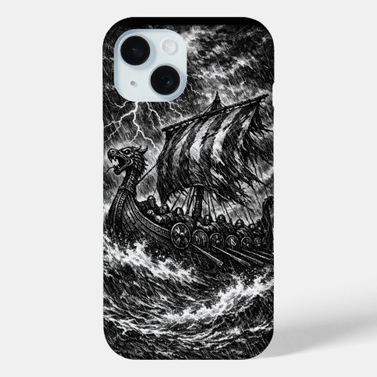 Viking-langskip in de storm — Ink Saga Art Case-Mate iPhone Case (Achterkant)