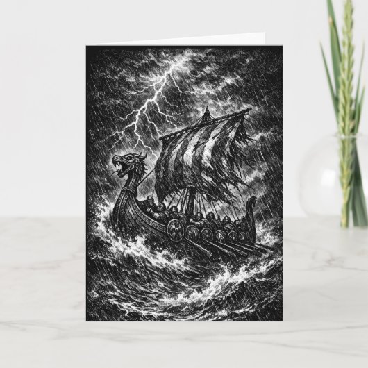 Viking-langskip in de storm — Ink Saga Art Kaart (Voorkant)