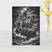 Viking-langskip in de storm — Ink Saga Art Kaart (Gele Bloem)