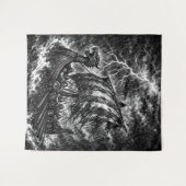 Viking-langskip in de storm — Ink Saga Art Wandkleed (Voorkant (horizontaal))