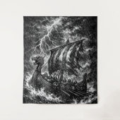Viking-langskip in de storm — Ink Saga Art Wandkleed (Voorkant)