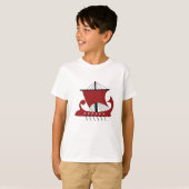 Viking-langskip Silhouet Drakkar-schip T-shirt (Voorkant volledig)