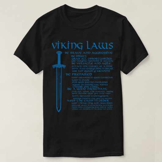 Viking Laws Scandinavian Warriors Sword Blue T-shirt (Design voorkant)