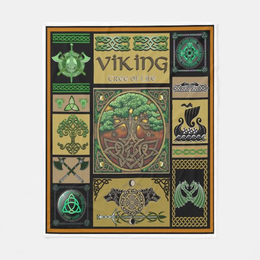 Viking-levensboom Fleece Deken (Voorkant)