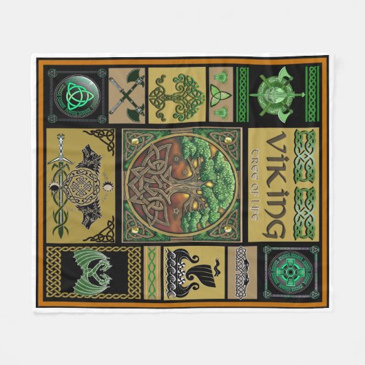 Viking-levensboom Fleece Deken (Voorkant (Horizontaal))