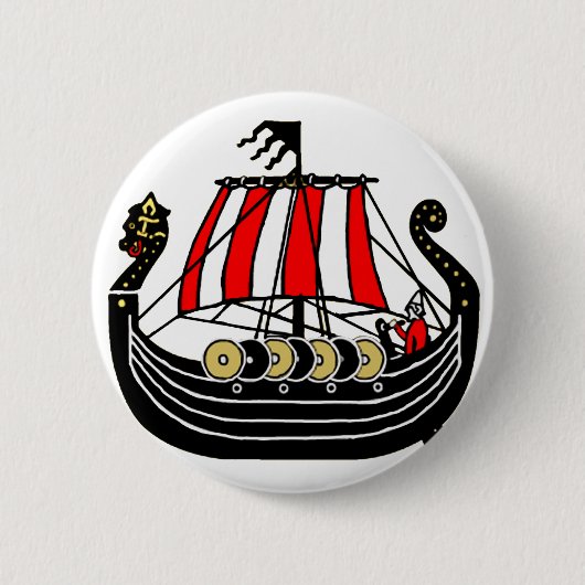 Viking Long Ship voor Vikingen Ronde Button 5,7 Cm (Voorkant)