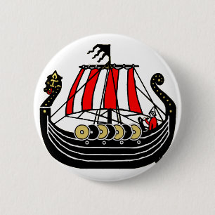 Viking Long Ship voor Vikingen Ronde Button 5,7 Cm