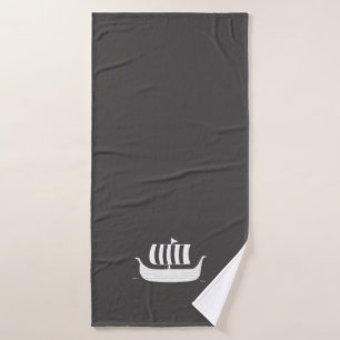 Viking longboat schip met aangepaste achtergrondkl badhanddoek