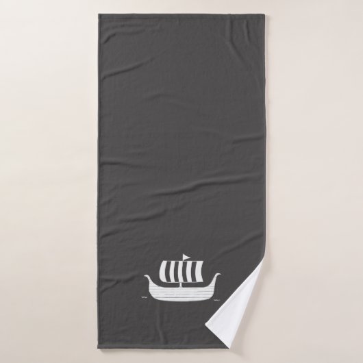 Viking longboat schip met aangepaste achtergrondkl badhanddoek (Badhanddoek)