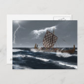 Viking Longship in een Atlantisch Storm Briefkaart (Voorkant / Achterkant)