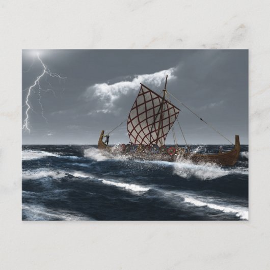 Viking Longship in een Atlantisch Storm Briefkaart (Voorkant)