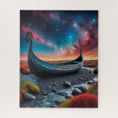 Viking Longship op een levendig landschap Legpuzzel (Verticaal)