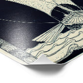 Viking Longship Sailing bij nacht Foto Afdruk (Hoek)