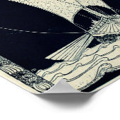 Viking Longship Sailing bij nacht Poster (Hoek)