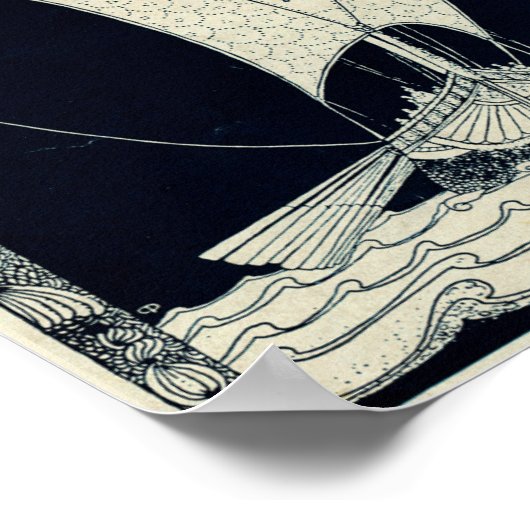 Viking Longship Sailing bij nacht Poster (Hoek)