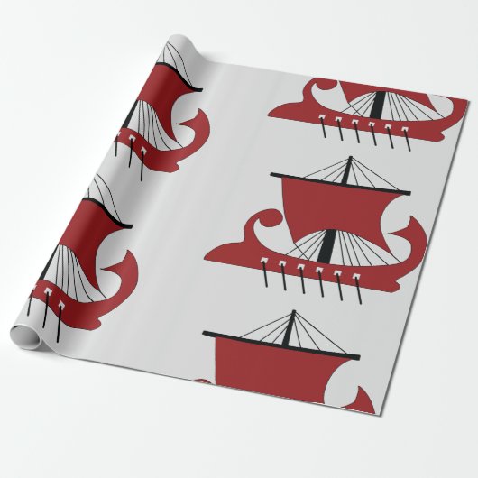 Viking Longship Silhouette Drakkar Ship Cadeaupapier (Uitgerold)