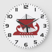 Viking Longship Silhouette Drakkar Ship Grote Klok (Voorkant)