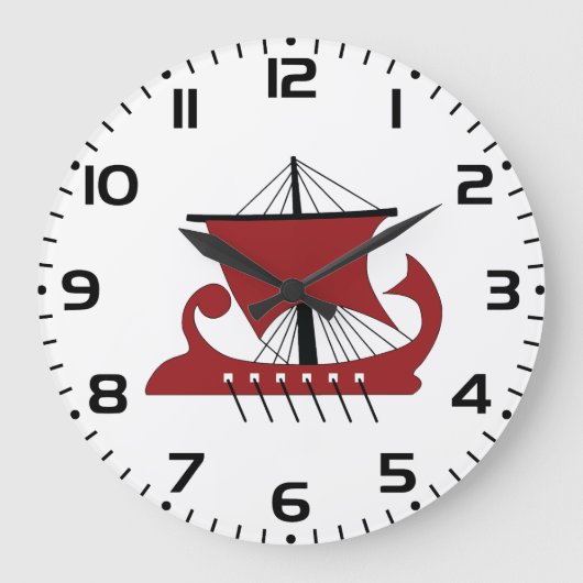 Viking Longship Silhouette Drakkar Ship Grote Klok (Voorkant)