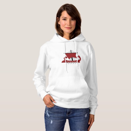Viking Longship Silhouette Drakkar Ship Hoodie (Voorkant volledig)