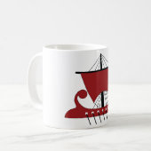 Viking Longship Silhouette Drakkar Ship Koffiemok (Voorkant links)