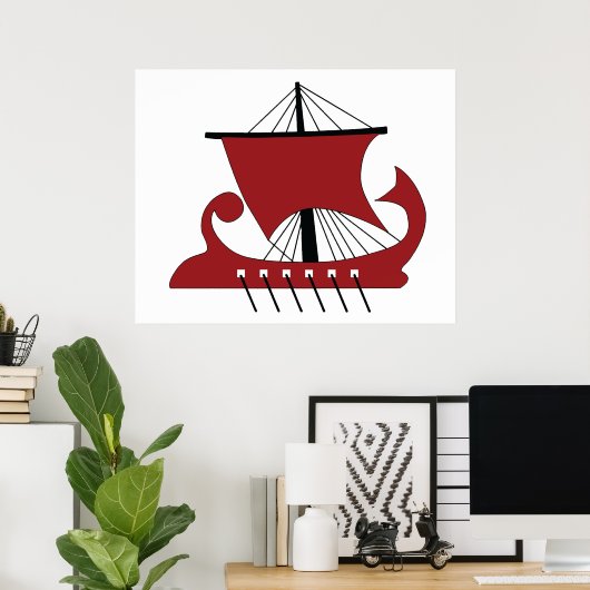 Viking Longship Silhouette Drakkar Ship Poster (Thuiskantoor)