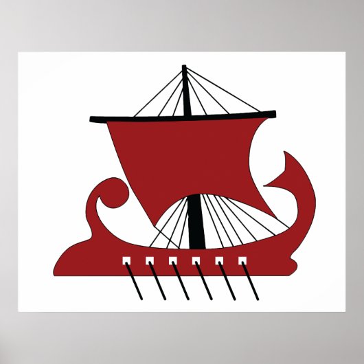 Viking Longship Silhouette Drakkar Ship Poster (Voorkant)