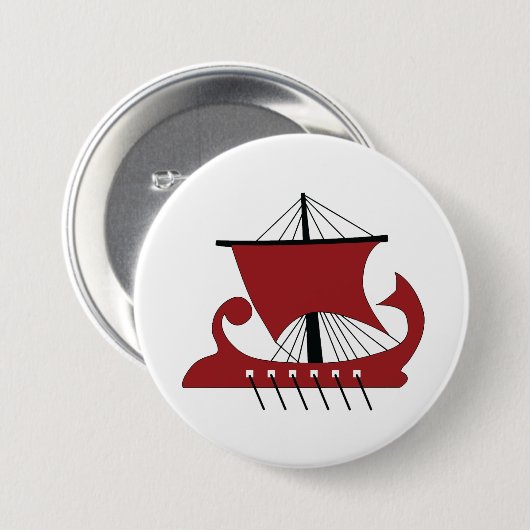 Viking Longship Silhouette Drakkar Ship Ronde Button 7,6 Cm (Voorkant /achterkant)