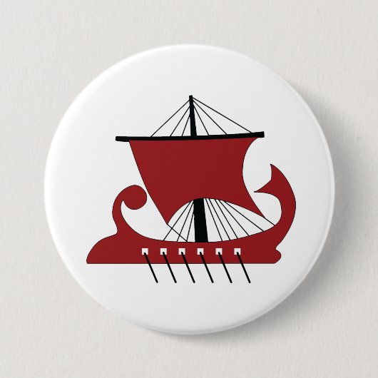 Viking Longship Silhouette Drakkar Ship Ronde Button 7,6 Cm (Voorkant)