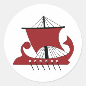 Viking Longship Silhouette Drakkar Ship Ronde Sticker