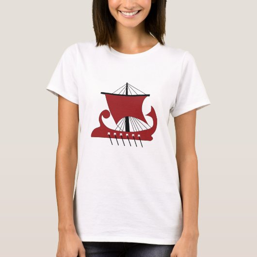 Viking Longship Silhouette Drakkar Ship T-shirt (Voorkant)