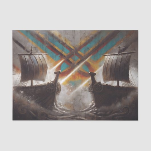 Viking Longships Duel Decoupage Tissuepapier (Voorkant)