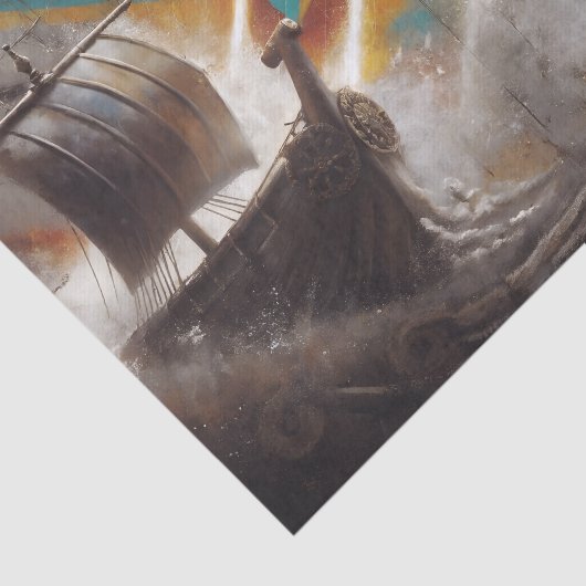 Viking Longships Duel Decoupage Tissuepapier (Detail)
