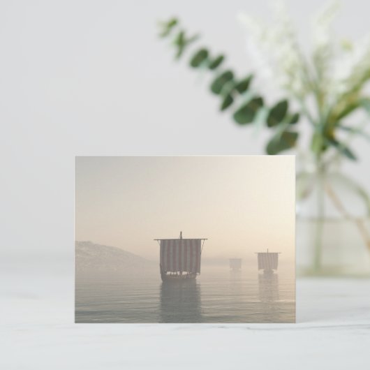 Viking Longships in de vuist Briefkaart (Staand voorkant)