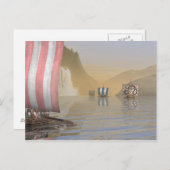 Viking Longships in een Noorse Fjord Briefkaart (Voorkant / Achterkant)