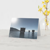 Viking Longships Naderen op een Moonlit Night Kaart (Gele Bloem)